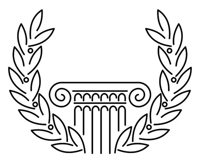Framed Print : Antique Greek Column and Laurel. Vector illustration Framed Print : Antique Greek Column and Laurel. Vector illustration