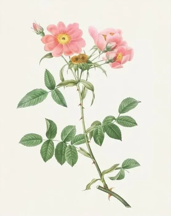 Framed Print : Antique Rose illustration. Rose of Lady Monson Framed Print : Antique Rose illustration. Rose of Lady Monson