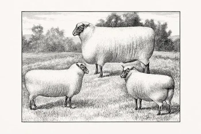 Framed Print : Antique sheep illustration from an 1887 livestock book Framed Print : Antique sheep illustration from an 1887 livestock book