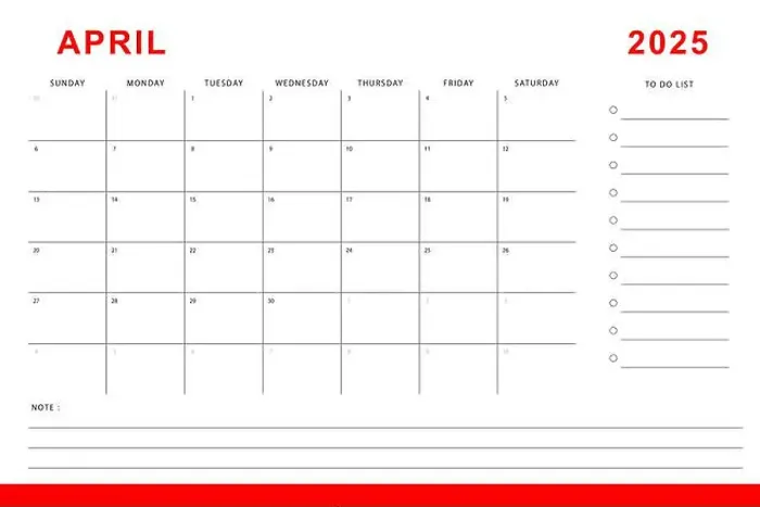 Framed Print : April 2025 calendar. Monthly planner template. Sunday start. Vector design Framed Print : April 2025 calendar. Monthly planner template. Sunday start. Vector design