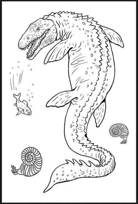 Framed Print : Aquatic prehistoric reptile - Mosasaurus. Aquatic dinosaur. Coloring page Framed Print : Aquatic prehistoric reptile - Mosasaurus. Aquatic dinosaur. Coloring page