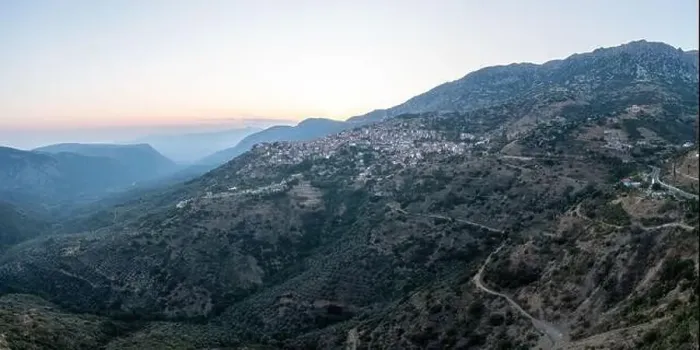 Framed Print : Arachova Greece mountain town aerial drone view Framed Print : Arachova Greece mountain town aerial drone view
