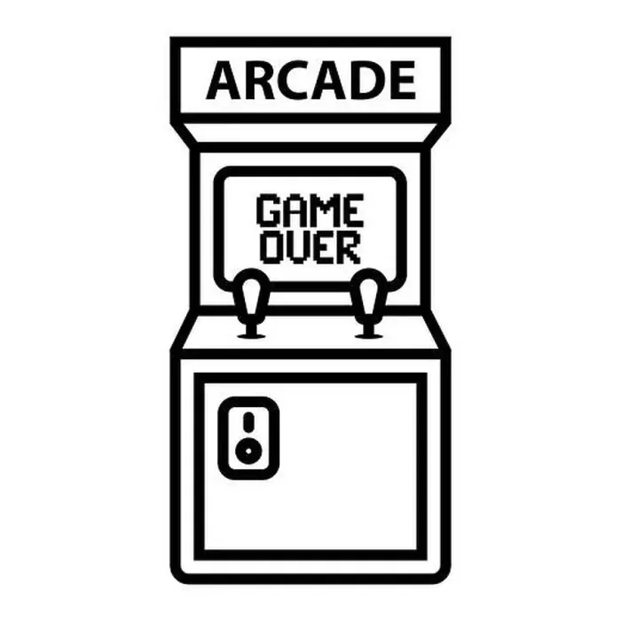 Framed Print : arcade machine icon with game over caption. flat vector illustration