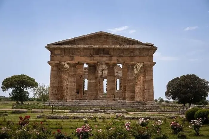 Framed Print : Archaeological Park Paestum historical ruins of temples of Roman times Campania Salerno Italy Framed Print : Archaeological Park Paestum historical ruins of temples of Roman times Campania Salerno Italy