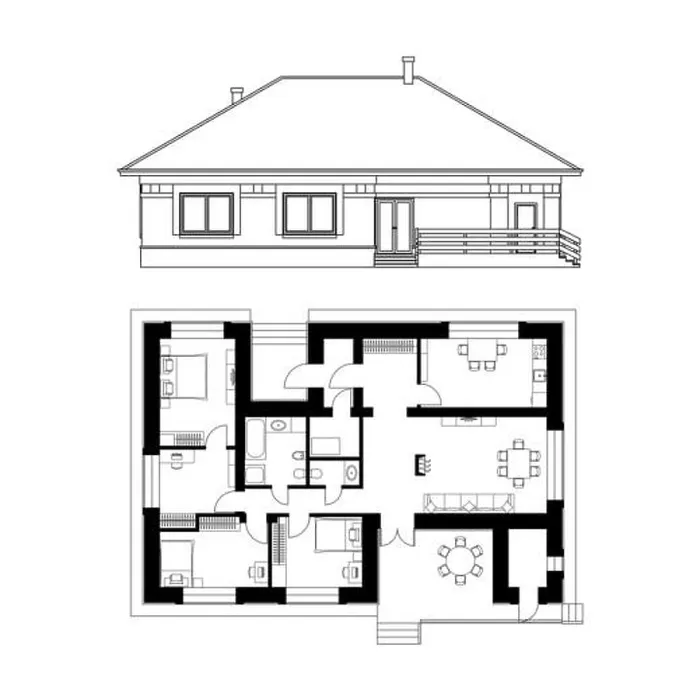 Framed Print : Architectural project of a house Framed Print : Architectural project of a house