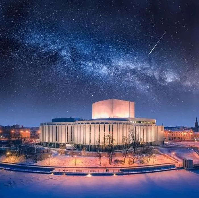 Framed Print : Architecture in Poland at night. Milky way over Opera Nova in Bydgoszcz, Poland, Europe Framed Print : Architecture in Poland at night. Milky way over Opera Nova in Bydgoszcz, Poland, Europe
