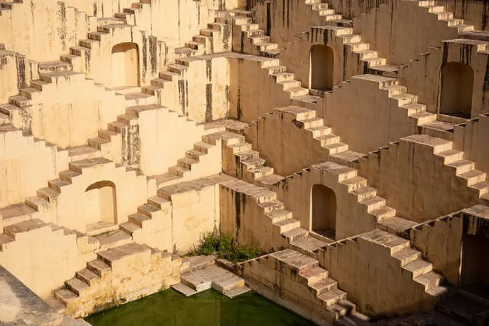 Framed Print : Architecture of stairs at Abhaneri baori stepwell in Jaipur Rajasthan india