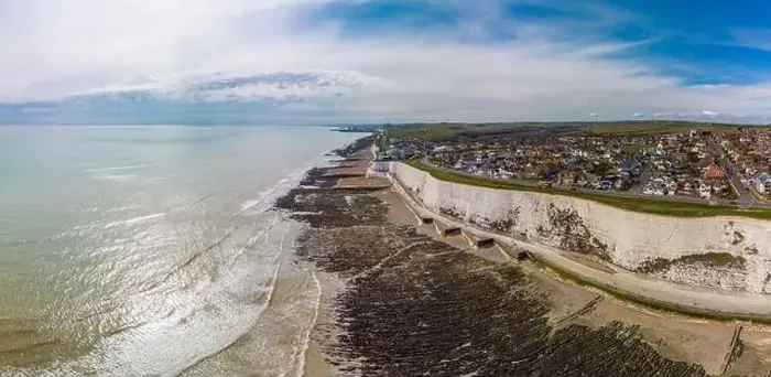 Framed Print : Areal drone panoramic view of the Saltdean and Rottingdean Beach, Brighton Framed Print : Areal drone panoramic view of the Saltdean and Rottingdean Beach, Brighton