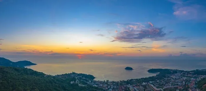Framed Print : areial photography sunset above Kata beach. Pu island is in the middle of Kata beach and Karon beach Framed Print : areial photography sunset above Kata beach. Pu island is in the middle of Kata beach and Karon beach