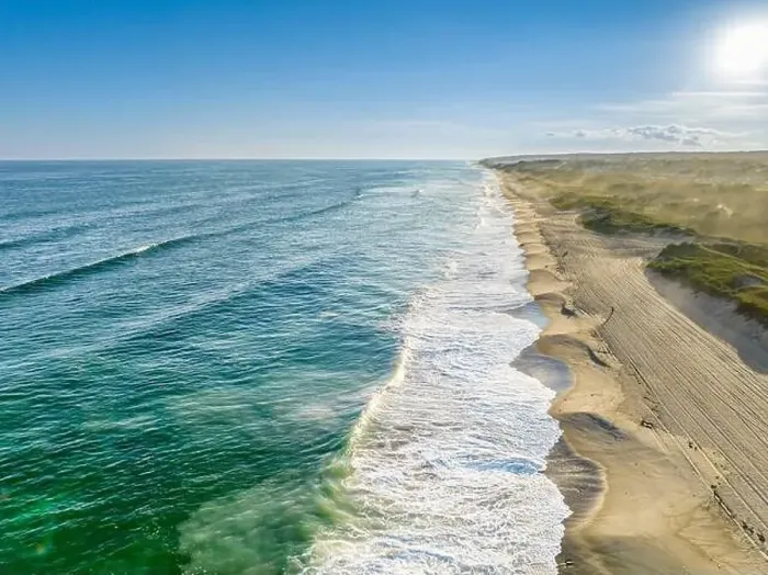 Framed Print : arial view of montauk beach, looking west Framed Print : arial view of montauk beach, looking west