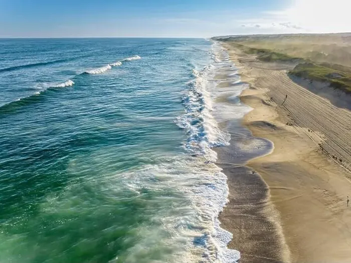 Framed Print : arial view of montauk beach, looking west Framed Print : arial view of montauk beach, looking west