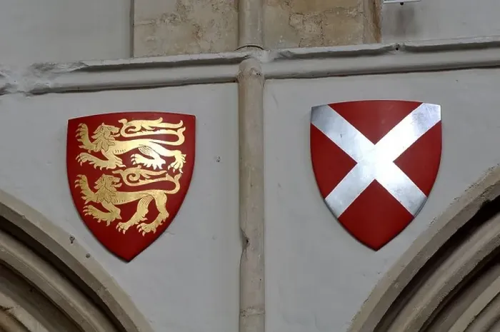 Framed Print : Arms of Fotheringhay College, left, and Cecily Neville right Framed Print : Arms of Fotheringhay College, left, and Cecily Neville right