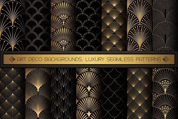 Framed Print : Art Deco Patterns. Seamless black and gold backgrounds Framed Print : Art Deco Patterns. Seamless black and gold backgrounds