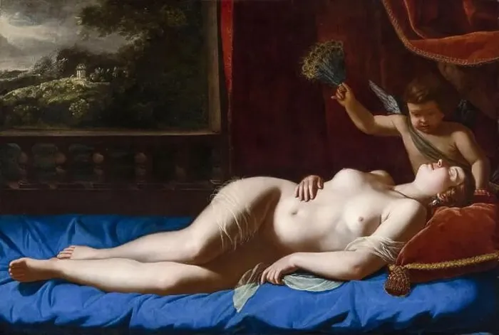 Framed Print : Artemisia Gentileschi, Venus and Cupid, painting, 1625-1630 Framed Print : Artemisia Gentileschi, Venus and Cupid, painting, 1625-1630