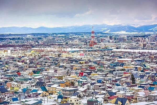 Asahikawa, Hokkaido, Japan skyline in the winter