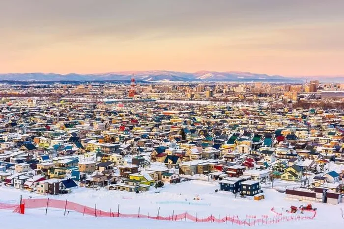 Framed Print : Asahikawa, Japan twilight winter cityscape in Hokkaido Framed Print : Asahikawa, Japan twilight winter cityscape in Hokkaido