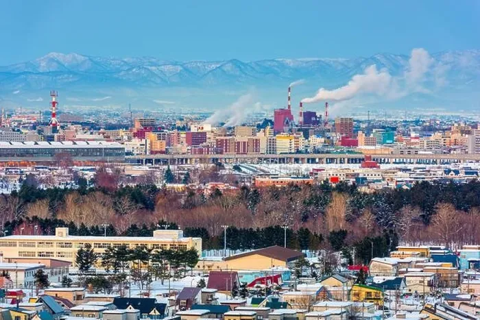 Framed Print : Asahikawa, Japan twilight winter cityscape in Hokkaido Framed Print : Asahikawa, Japan twilight winter cityscape in Hokkaido