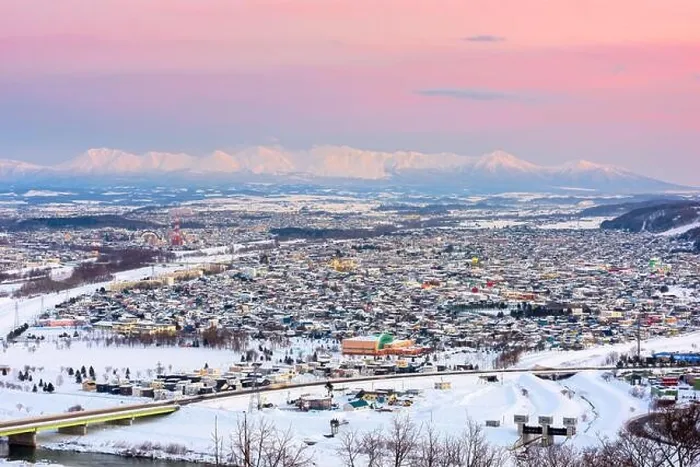 Framed Print : Asahikawa, Japan twilight winter cityscape in Hokkaido