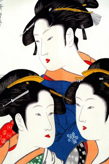 Framed Print : Asia, Japan. Japanese silk art. Female figures on silk. Property release Framed Print : Asia, Japan. Japanese silk art. Female figures on silk. Property release