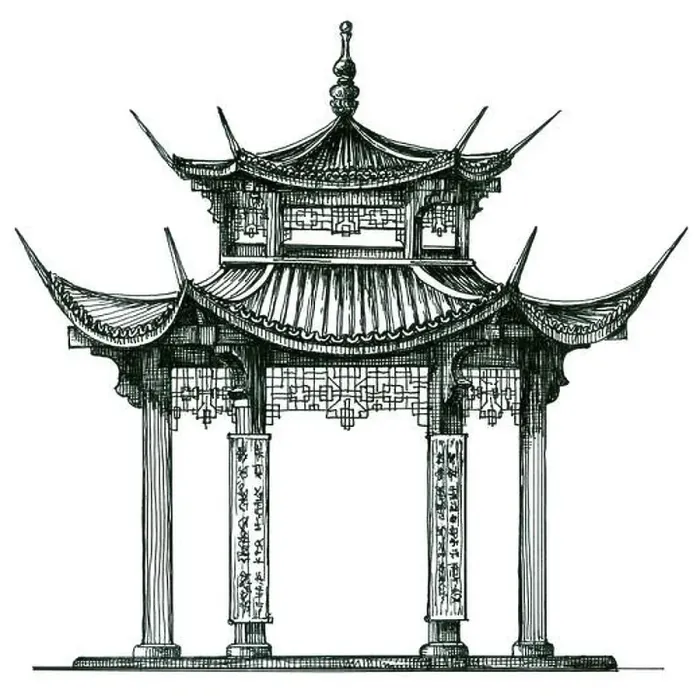 Framed Print : Asia. temple on a white background. Japan, China, Korea. Sketch Framed Print : Asia. temple on a white background. Japan, China, Korea. Sketch