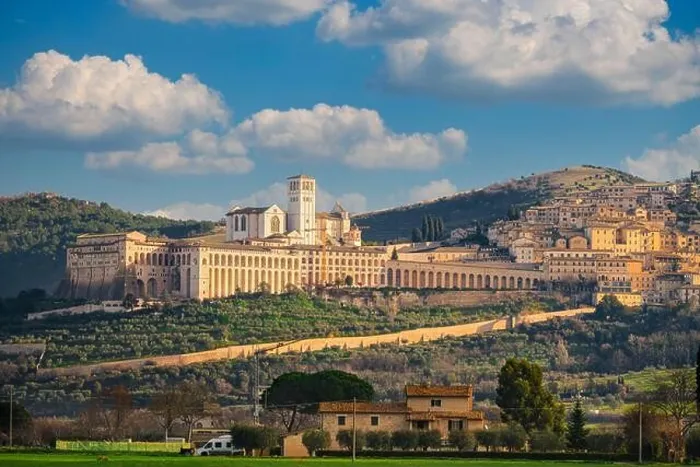 Framed Print : Assisi, Italy town skyline with the Basilica of Saint Francis of Assisi Framed Print : Assisi, Italy town skyline with the Basilica of Saint Francis of Assisi