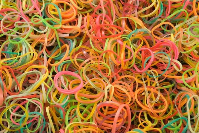 Framed Print : Assorted fluorescent colored rubber bands