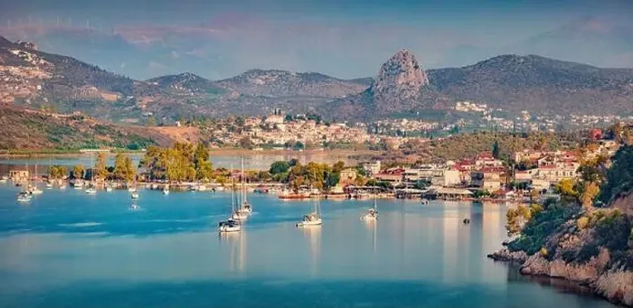 Framed Print : Astonishing summer cityscape of Vivari port Framed Print : Astonishing summer cityscape of Vivari port