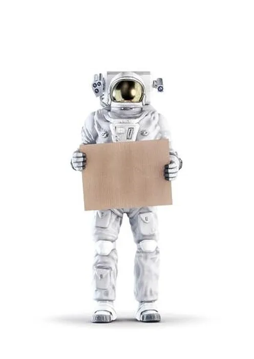 Framed Print : Astronaut with message / 3D illustration of space suit wearing male figure holding blank cardboard sign isolated on white studio background Framed Print : Astronaut with message / 3D illustration of space suit wearing male figure holding blank cardboard sign isolated on white studio background