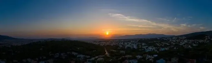 Framed Print : Athens Greece panorama at sunset. Sundown over Athens city, aerial drone view from Penteli mount Framed Print : Athens Greece panorama at sunset. Sundown over Athens city, aerial drone view from Penteli mount