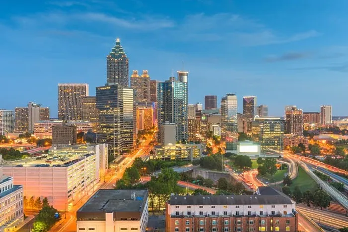 Framed Print : Atlanta, Georgia, USA downtown city skyline at dusk Framed Print : Atlanta, Georgia, USA downtown city skyline at dusk