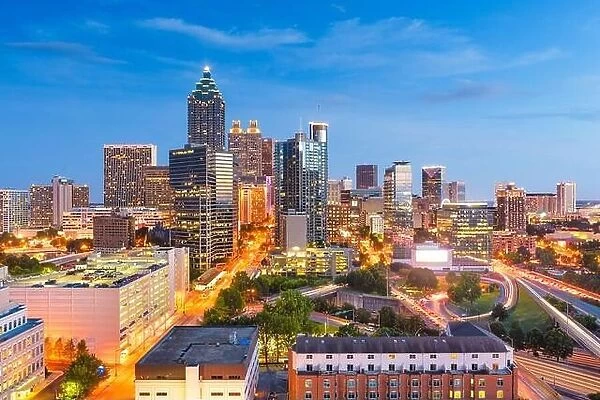 Atlanta, Georgia, USA downtown cityscape from above at twilight