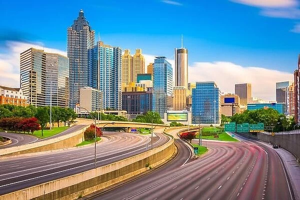 Atlanta, Georgia, USA downtown skyline and highway