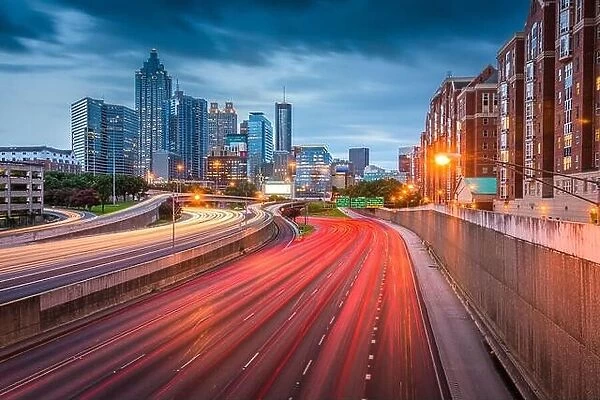 Atlanta, Georgia, USA downtown skyline over the highways at dusk