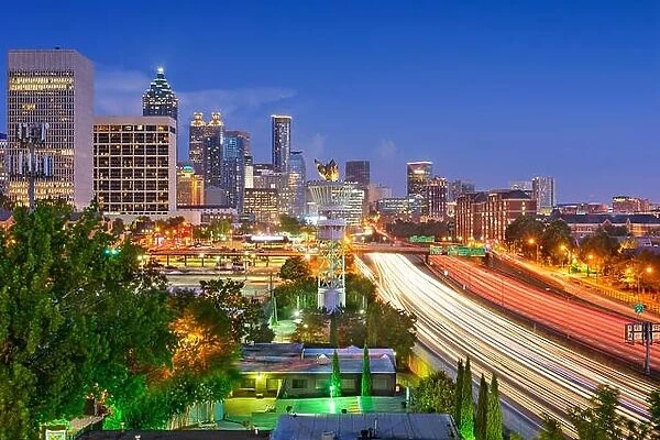 Atlanta, Georgia, USA downtown skyline over Interstate 85