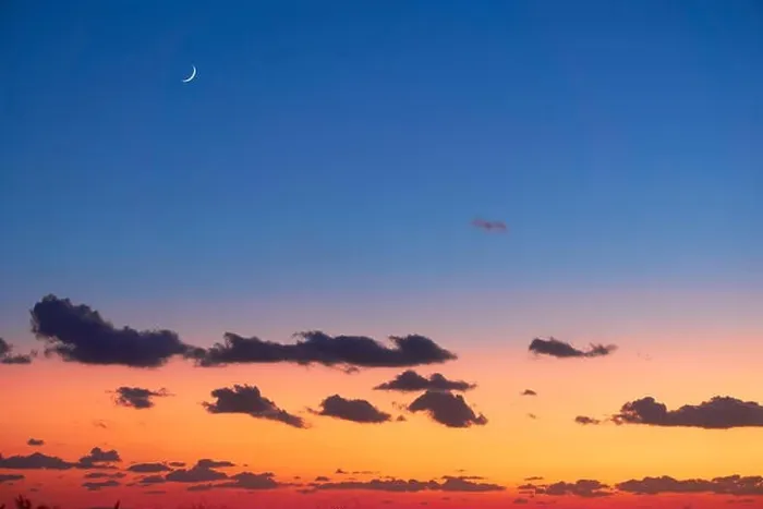 Framed Print : Atmospheric colorful sunset sky with the moon in the background, Greece Framed Print : Atmospheric colorful sunset sky with the moon in the background, Greece
