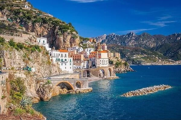 Atrani, Italy along the beautiful Amalfi Coast in the afternoon