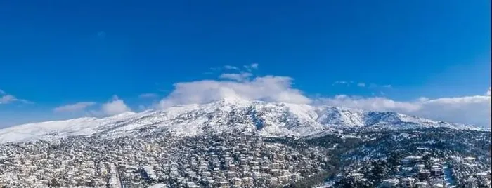 Framed Print : Attica Greece. Penteli mountain peak covered with snow Framed Print : Attica Greece. Penteli mountain peak covered with snow