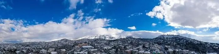 Framed Print : Attica Greece. Penteli mountain peak covered with snow Framed Print : Attica Greece. Penteli mountain peak covered with snow