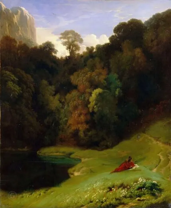 Framed Print : Attributed to Jean-Paul Flandrin; attributed to Hippolyte-Jean Flandrin -- Solitude 1857, 62х52 Framed Print : Attributed to Jean-Paul Flandrin; attributed to Hippolyte-Jean Flandrin -- Solitude 1857, 62х52