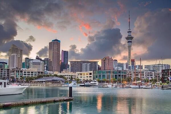 Auckland. Cityscape image of Auckland skyline, New Zealand during sunrise