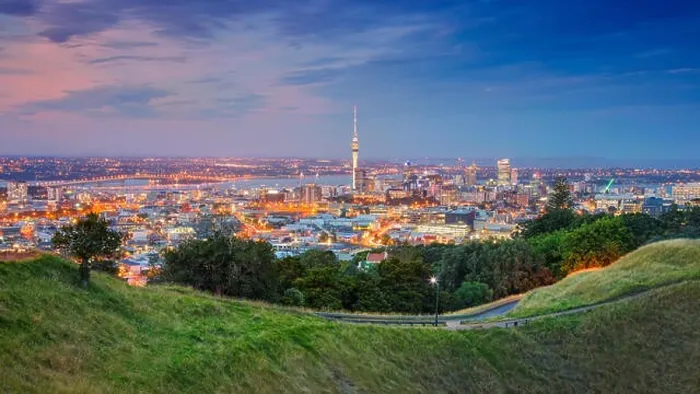 Framed Print : Auckland. Cityscape image of Auckland skyline, New Zealand taken from Mt. Eden at sunset Framed Print : Auckland. Cityscape image of Auckland skyline, New Zealand taken from Mt. Eden at sunset