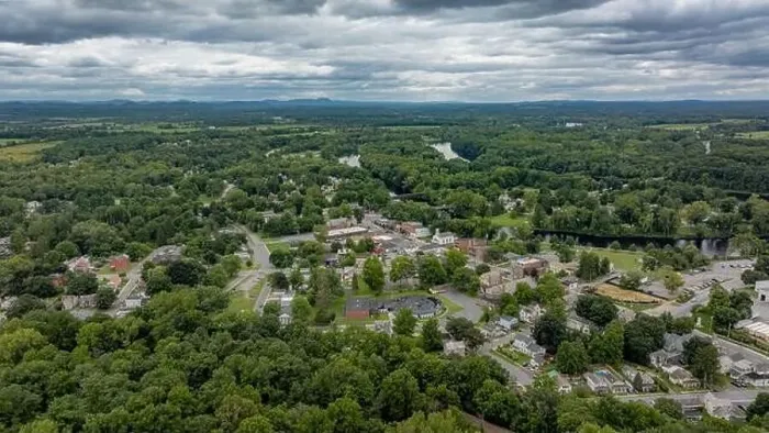 Framed Print : August 20 2024, Sunny afternoon summer aerial image of the area surrounding Fort Edward, NY, USA Framed Print : August 20 2024, Sunny afternoon summer aerial image of the area surrounding Fort Edward, NY, USA