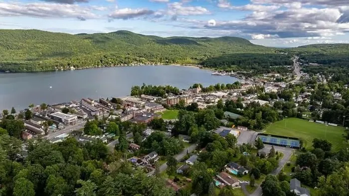 Framed Print : August 20 2024, Sunny afternoon summer aerial image of the area surrounding Lake George, NY, USA Framed Print : August 20 2024, Sunny afternoon summer aerial image of the area surrounding Lake George, NY, USA