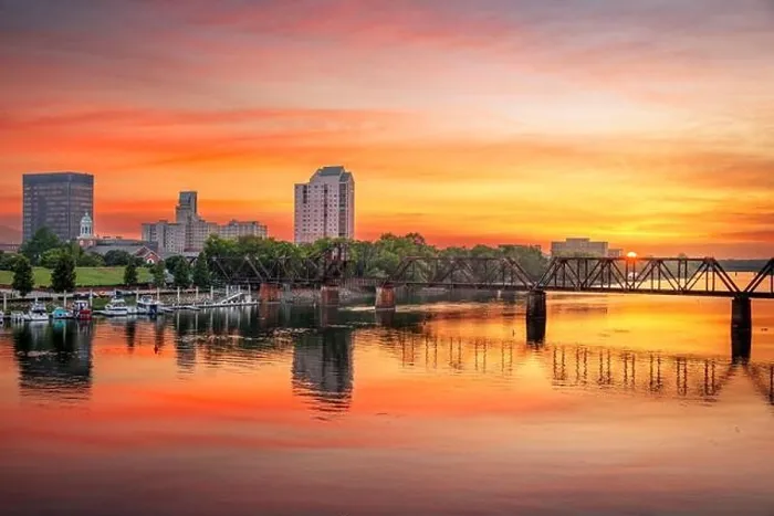 Framed Print : Augusta, Georgia, USA downtown skyline on the Savannah River at sunset Framed Print : Augusta, Georgia, USA downtown skyline on the Savannah River at sunset