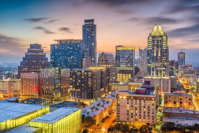 Framed Print : Austin, Texas, USA downtown cityscape at dusk Framed Print : Austin, Texas, USA downtown cityscape at dusk