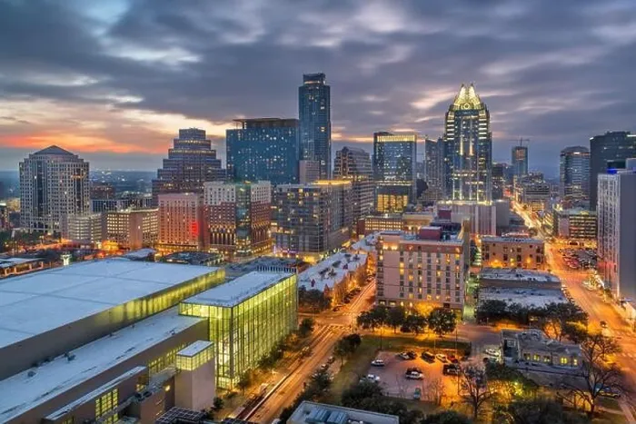 Framed Print : Austin, Texas, USA downtown cityscape at dusk Framed Print : Austin, Texas, USA downtown cityscape at dusk