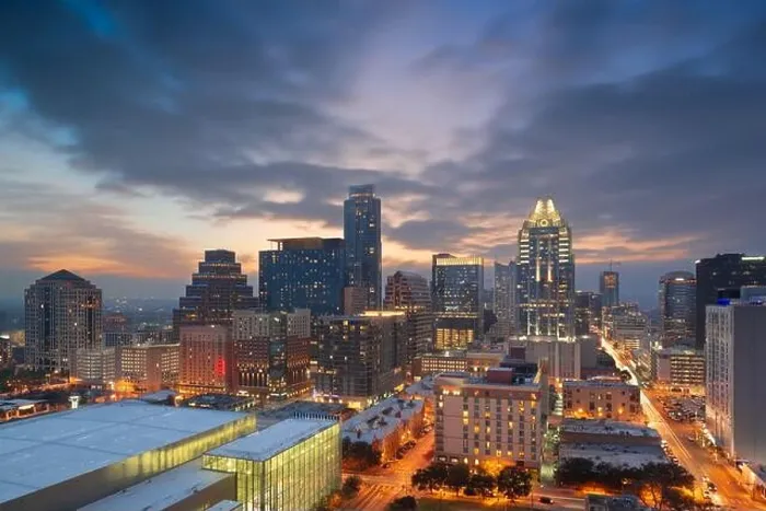 Framed Print : Austin, Texas, USA downtown cityscape at dusk Framed Print : Austin, Texas, USA downtown cityscape at dusk