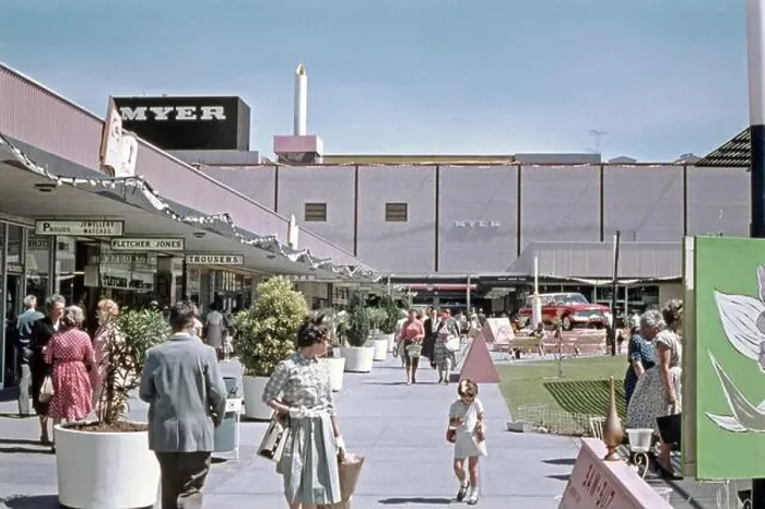 Framed Print : An Australian shopping mall in 1961 Framed Print : An Australian shopping mall in 1961