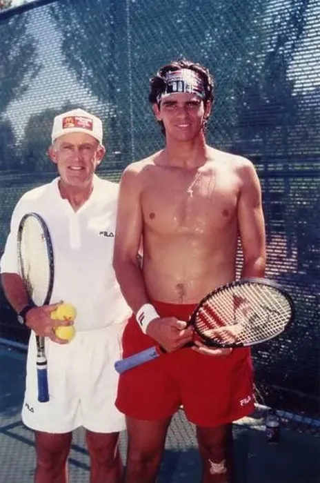 Framed Print : Australian tennis players Mark Philippoussis and Tony Roche, 1996 Framed Print : Australian tennis players Mark Philippoussis and Tony Roche, 1996