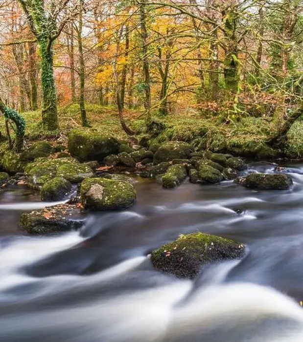 Framed Print : Autumn Colours over River Dart in long exposure, Dartmoor Park, Devon, England, Europe Framed Print : Autumn Colours over River Dart in long exposure, Dartmoor Park, Devon, England, Europe